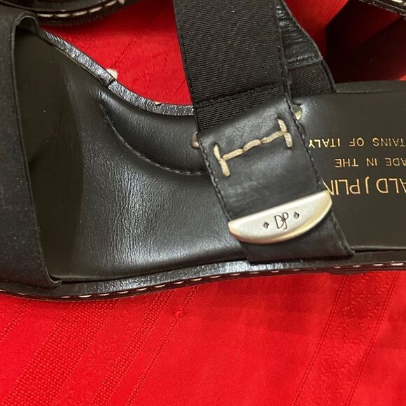 Donald J. Pliner Black Strappy Heels w/ White Trim & Silver Hardware Size 8 - Picture 2 of 11